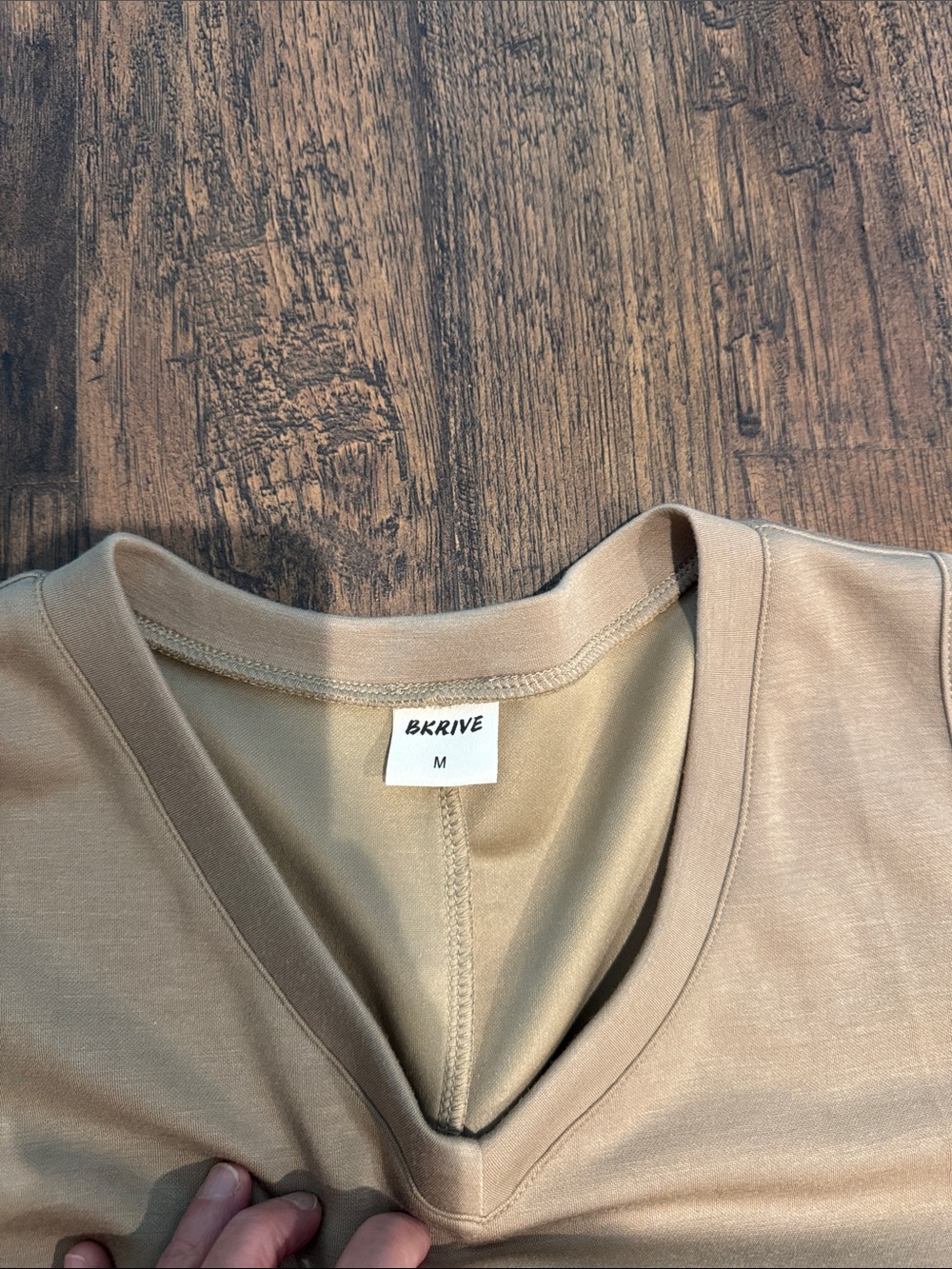 Sleeveless V-Neck Tank Dress in Beige - Picture 2 of 2